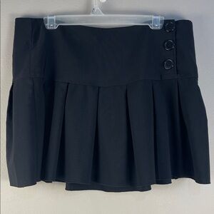 Valia Drop Waist Pleated Stretchy Mini Skirt Uniform Black 1X 16 18 Vintage y2K